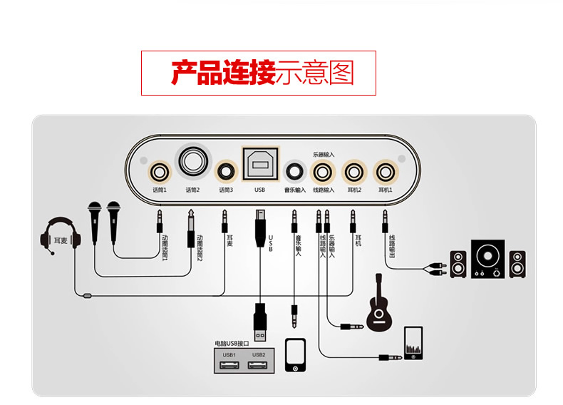 客所思k20 usb外置声卡 网络k歌电音变声 k歌声卡电容麦套装 手机唱吧