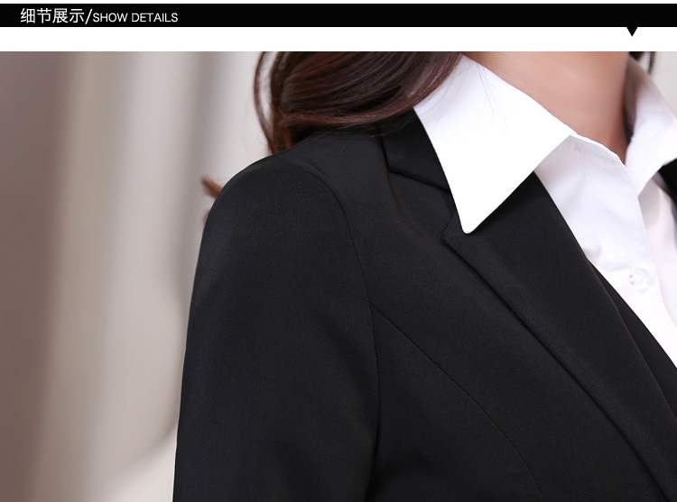 女职业五件套装2015秋冬季职业装女裙套装长袖马甲西装衬衫套裙休闲裤女正装工作服 黑色5件套 XL