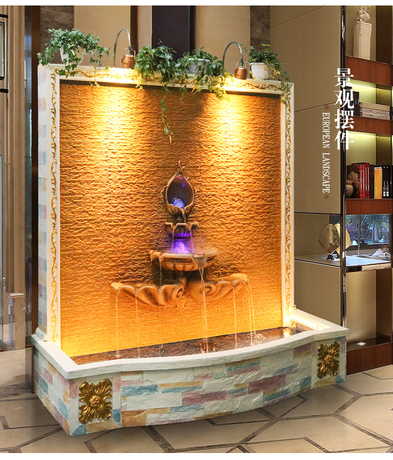 欧式水幕墙流水喷泉摆件公司前台形象装饰酒店大堂景观开业礼品 水