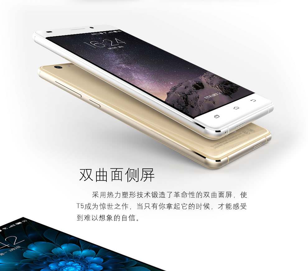 爱我（LOVME）魅影T5 Plus 移动4G智能手机 蓝宝石金属版 双卡双待 铂光金