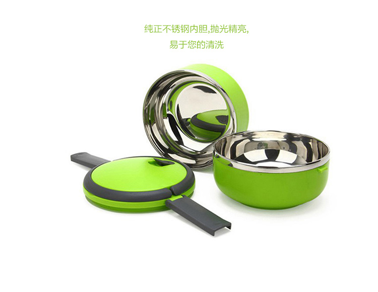 德铂debo不锈钢双层保温饭盒绿色便当盒双层学生便当盒 dep-73-1