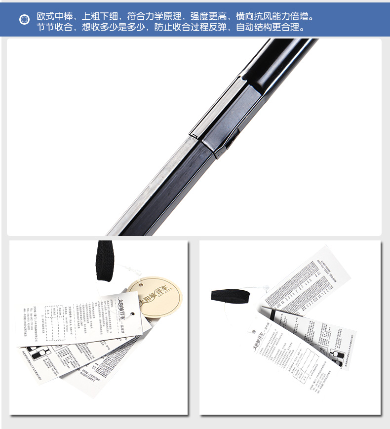 太阳城(SUN CITY)男女商务雨伞三折全自动开收双人折叠防风伞CF013   黑色