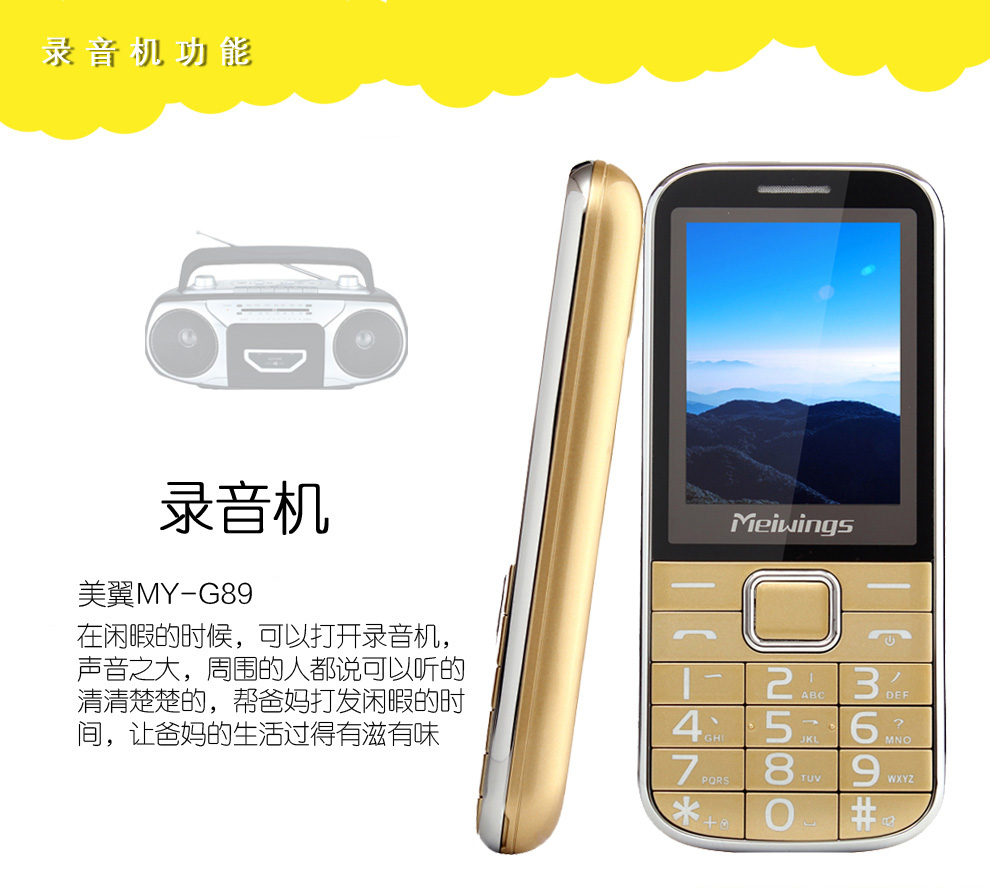 美翼 (Meiwings) E89 电信2G老人手机 金