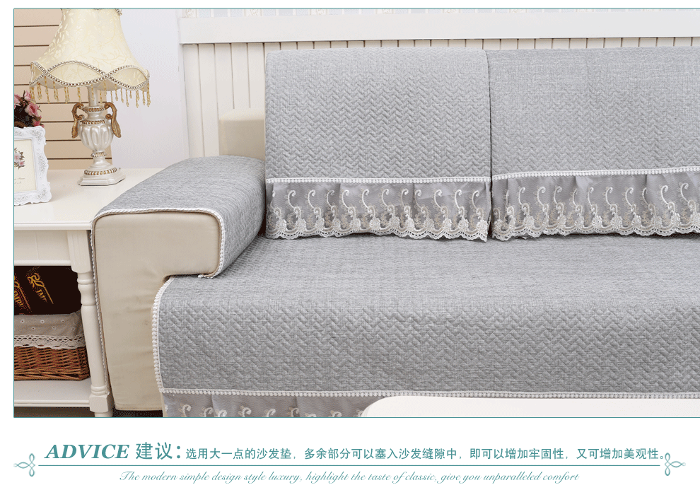朴宿PUSU 欧式沙发垫套装沙发垫布艺沙发巾沙发套罩 飘窗垫 琴风-灰色 90*180cm