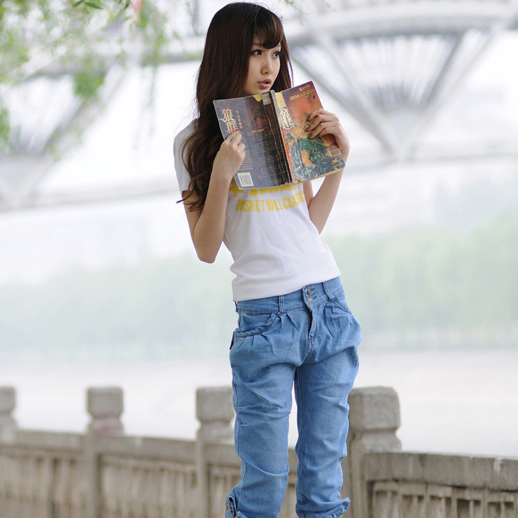 玛凯你 2014夏季新款韩版哈伦裤<em>马裤格格</em>牛仔