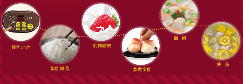 十度良品SD-966多功能电热饭盒保温陶瓷不锈钢内胆可定时预约蒸煮饭器