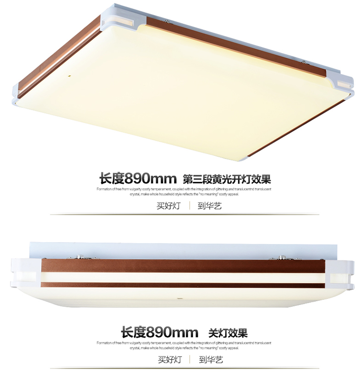 
                                        华艺灯饰 LED吸顶灯 客厅现代简约长方形卧室书房灯 分段调光带遥控 IX40 吸顶灯 直径51CM 带遥控                