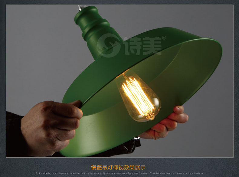 诗美 loft现代简约单头铁艺餐厅吧台酒吧咖啡厅复古仓库铝盖工业风吊灯 小号-黑色-送原装光源