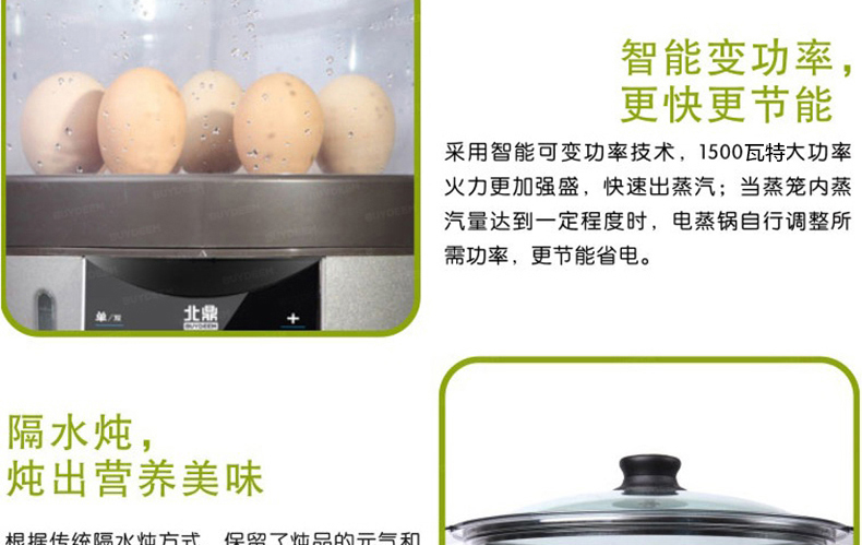 北鼎(BUYDEEM)  蒸、炖、消毒三功能一体智能触控电蒸锅 G500【京东配送】