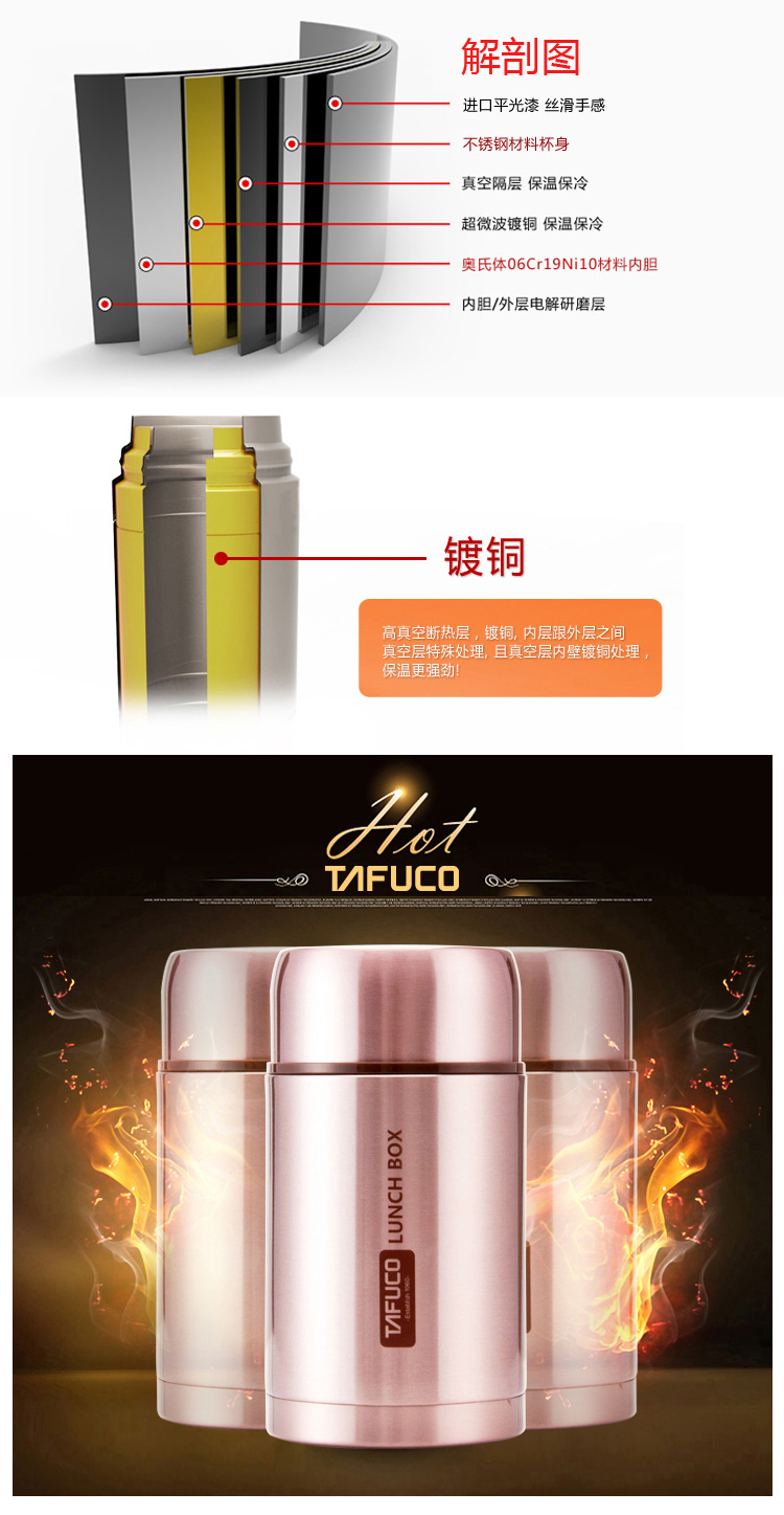 日本品牌 保温饭盒保温壶 焖烧壶保温汤罐 大容量保温桶 焖烧罐粥桶焖烧杯 送保温包商务礼品 1000ml褐色