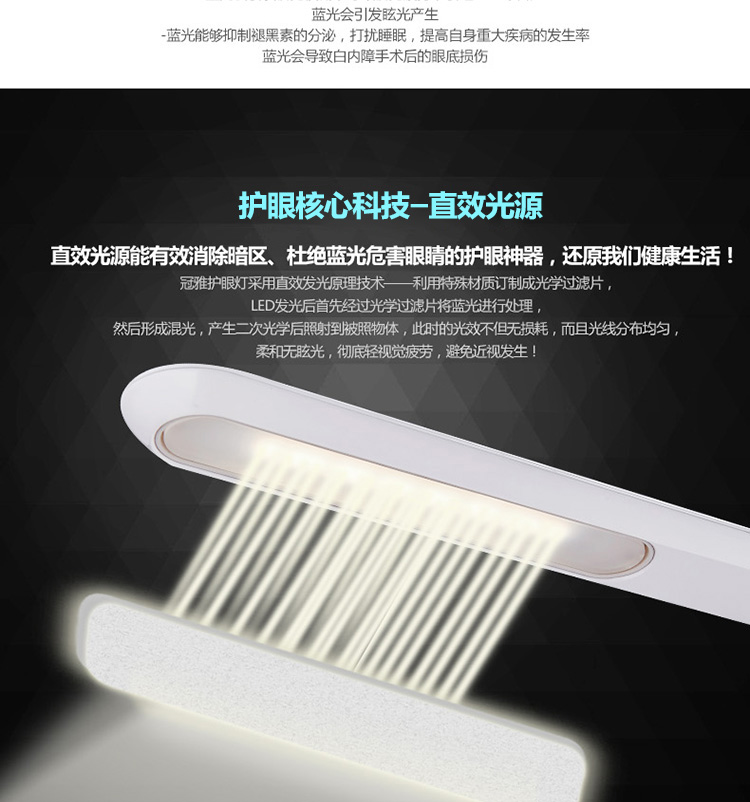 
                                        冠雅LED护眼落地灯学生儿童书房调光现代简约卧室练琴房钢琴办公学习客厅台灯C708 白色 触摸调光                