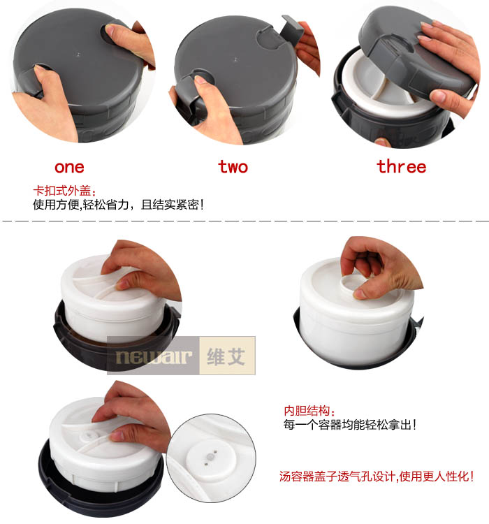 维艾 不锈钢双层真空保温饭盒保温桶便当盒内胆微波炉可用 X135 2L不锈钢色+袋子