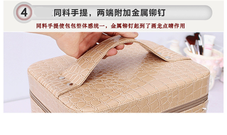 
                                        品桂 大号 化妆盒化妆包大化妆箱收纳箱手提包韩国新款PU收纳包洗漱包收纳包首饰盒收纳盒 大号(粉红色)                
