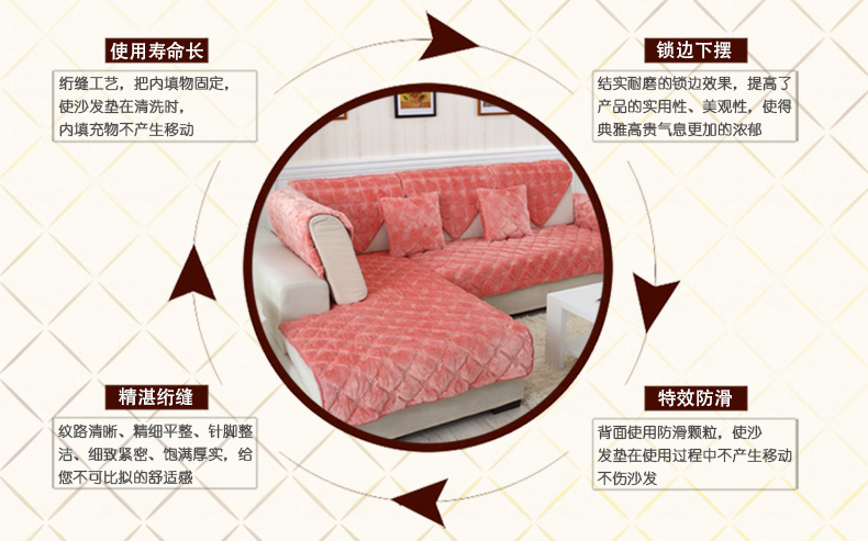 绿幽谷 毛绒沙发垫加厚防滑 布艺时尚沙发套沙发巾罩坐垫冬季 羽毛毛绒 大红色羽毛 单条90*180cm