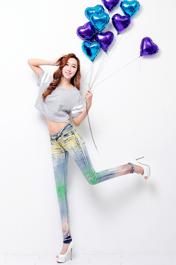 女人镜 2015 中腰牛仔裤#S610-1 迷彩烫钻 EUR27
