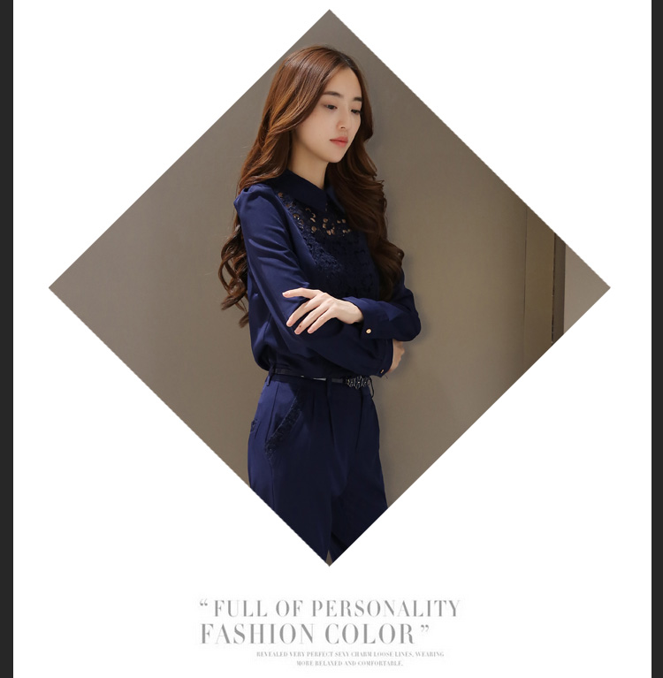 菡欣衣都2015新款女装韩版时尚套装职业修身上衣长裤两件套装 女F1382 图片色 L
