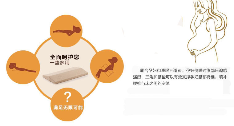 唯眠纺记忆棉腰垫孕妇腰枕 睡眠三角靠垫 睡觉垫腰护腰枕腰椎枕头