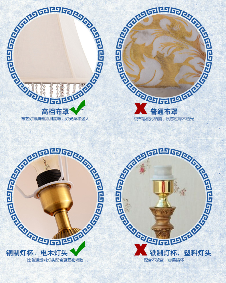 中式陶瓷台灯卧室床头灯 美式客厅台灯 婚庆青瓷装饰台灯