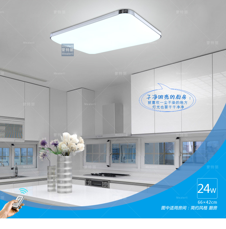 蒙特丽 客厅灯卧室灯餐厅灯书房吸顶灯IP5 现代简约LED灯具 非常薄苹果(B 66*42cm (24w白光led)