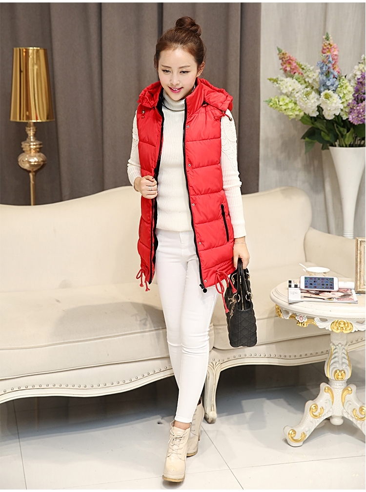 HILADY2015新款秋冬棉马甲女中长款马夹棉服修身棉坎肩薄款棉衣女006  黑色 L