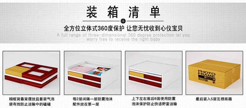 吉朵芸 实木照片墙 客厅背景照片墙 办公室相框组合 创意公司形象装饰设计墙 复古风格 蓝白两色---异国画心