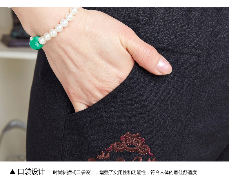 南极人羽绒服中老年羽绒裤女外穿加厚保暖宽松优雅大码秋冬女长裤 福禄绣 S