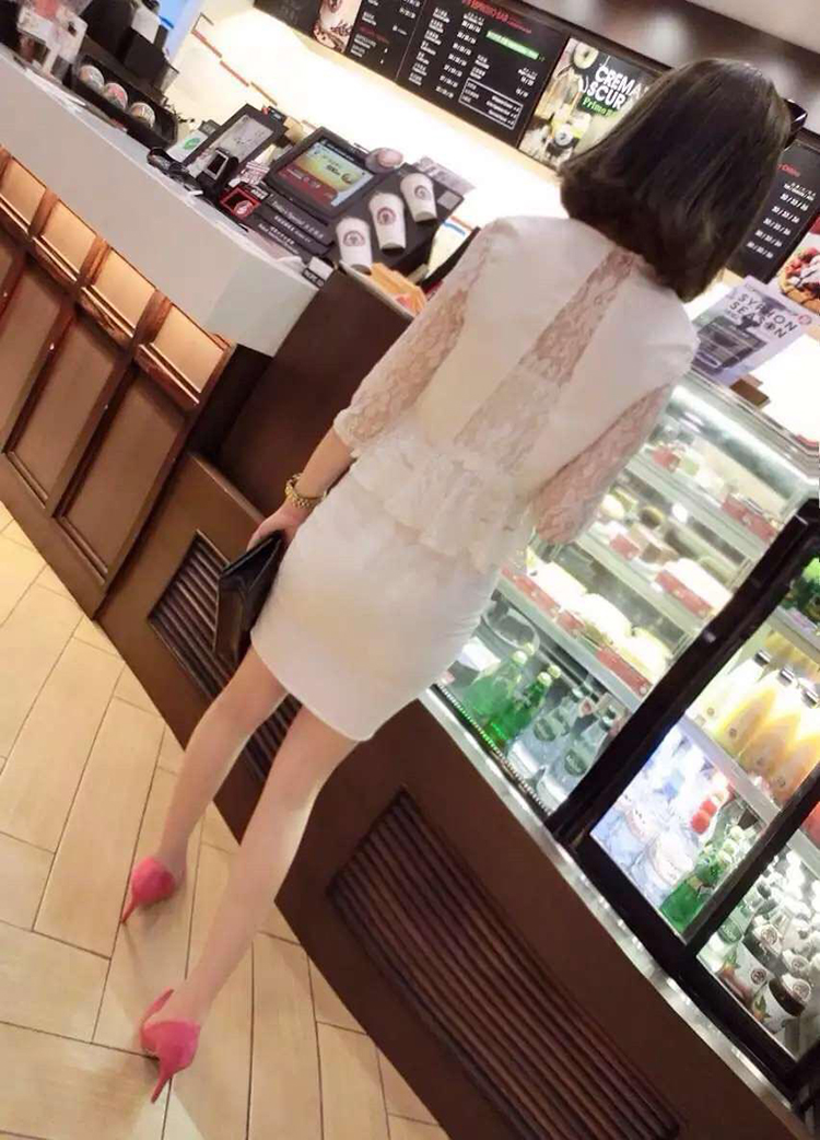 钰兮2015欧洲站新秋装新款名媛气质蕾丝拼接西服+包臀裙子8730# 黑色   S
