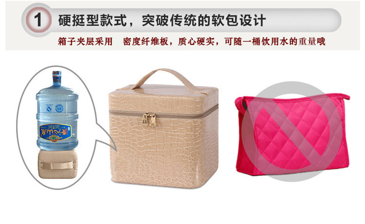 
                                        品桂 大号 化妆盒化妆包大化妆箱收纳箱手提包韩国新款PU收纳包洗漱包收纳包首饰盒收纳盒 大号(粉红色)                