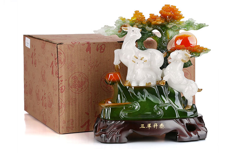 
                                                                                吉善缘 三阳开泰家居摆件 三羊开泰生肖羊摆件树脂工艺品家居客厅收银台办公室桌面乔迁桌面装饰品0731 大号                
