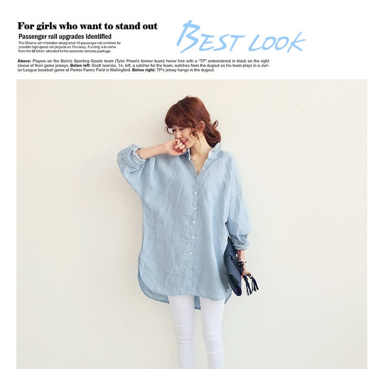 Estee Lauder year Ting 2015 spring and summer new thick mm mandatory Korean fashion summer and autumn the softness relaxed the long-sleeved shirt, blue 8002 are code pictures, price, brand platters! Elections are good character, the national distribution, so why buy now enjoy more preferential! Health