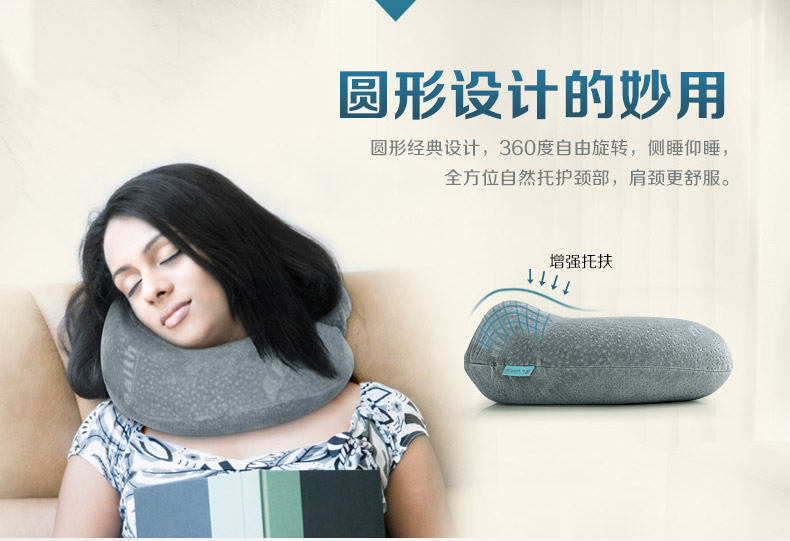P.Health碧荷 记忆棉U型颈椎护颈枕 飞机旅行枕午睡枕头 记忆棉U枕 藏蓝(含收纳袋)
