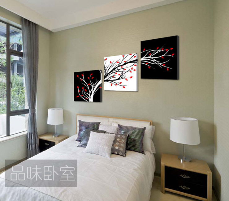 
                                        必画 中画家居 现代简约装饰画挂画客厅卧室壁画沙发背景墙画幸福发财树无框画三联幅 一套三幅 9mm厚布纹膜 50*50cm                