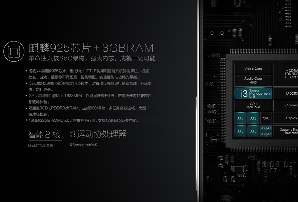 华为 荣耀 6Plus 4G手机 双卡双待双通 (32G ROM) 金色(移动联通双4G)