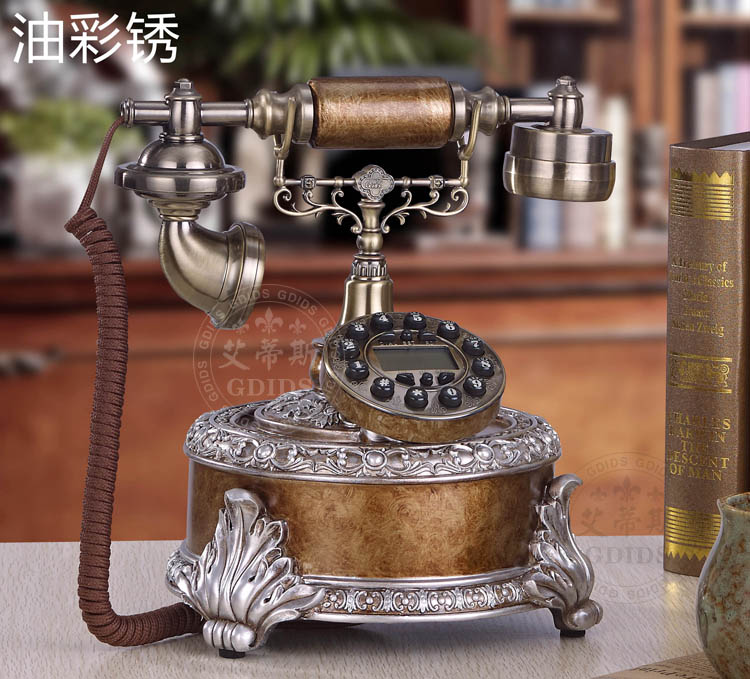 艾蒂斯   欧式复古时尚创意电话机 简约家用高档仿古电话机 座机电话 古典木