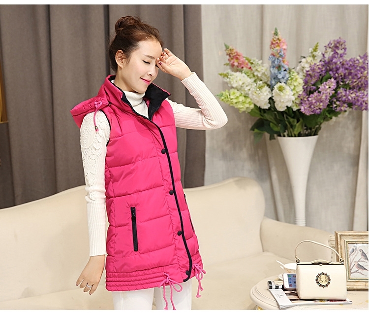 HILADY2015新款秋冬棉马甲女中长款马夹棉服修身棉坎肩薄款棉衣女006  黑色 L