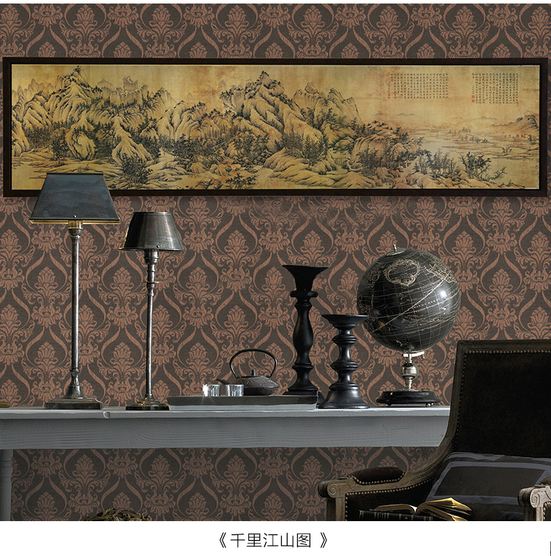 梦雅莉 卧室中式床头画现代简约卧室背景墙单幅横幅挂画装饰画 浔阳送别图 黑色外框138*33cm