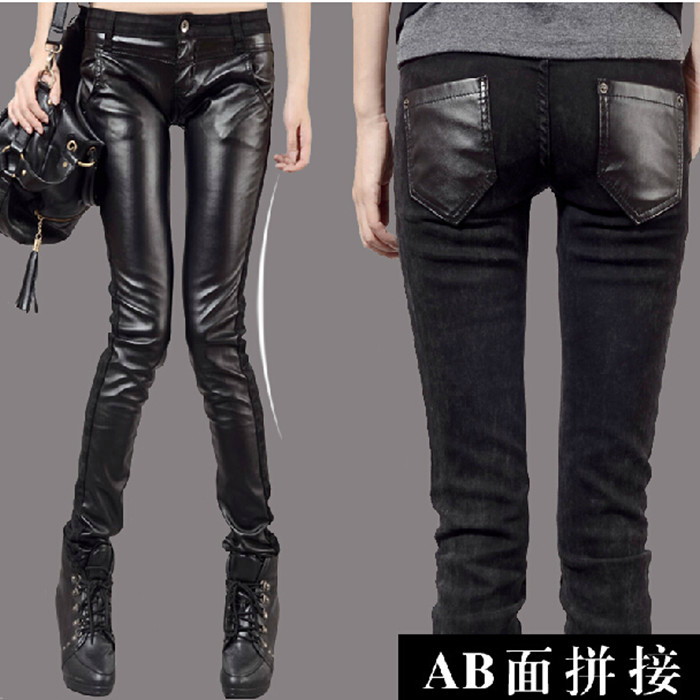 凝客诚品 2015秋季新款牛仔裤女小脚皮裤紧身打底裤 KXL808 黑色 27