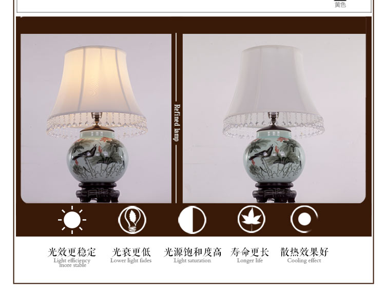 比月中式客厅卧室装饰灯床头灯婚庆台灯景德镇现代创意复古陶瓷台灯3567
