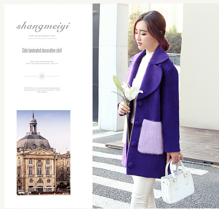 America where Tian Cheng 2015 autumn and winter new Korean knocked color collage pocket long hair a wool coat BR886 pink S picture, prices, brand platters! The elections are supplied in the national character of distribution, so action, buy now enjoy more preferential! As soon as possible.