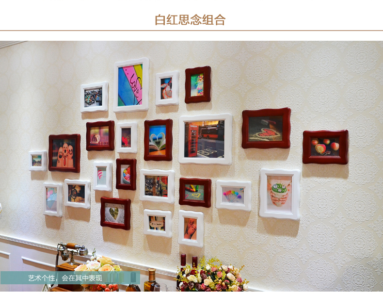 梓晨 轻奢风 实木照片墙 相框墙 客厅大墙面相片墙 创意组合相框 胡桃