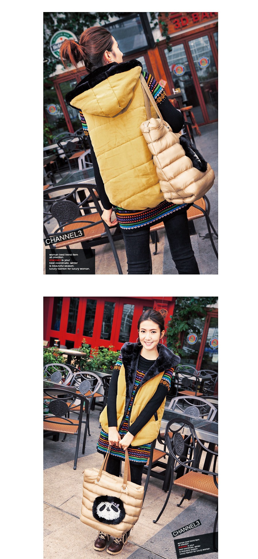 卡萱朵　新款马夹珊瑚绒加厚连帽毛毛马甲背心棉马甲女韩版秋冬时尚#037 白色 均码