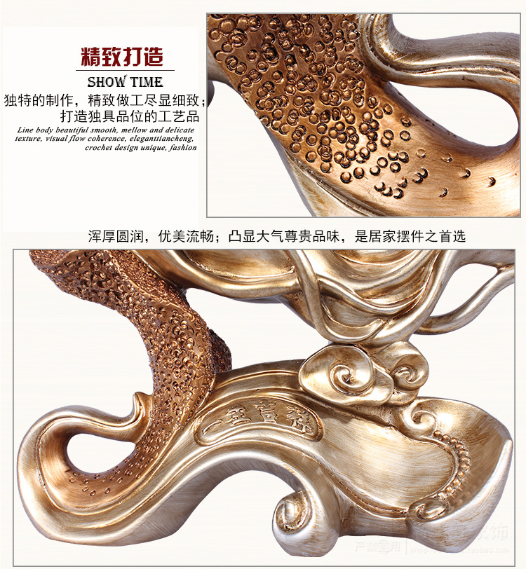 尚雅轩 中式客厅玄关一生吉祥摆件创意电视柜工艺品礼品家居软装饰品摆设 木纹色