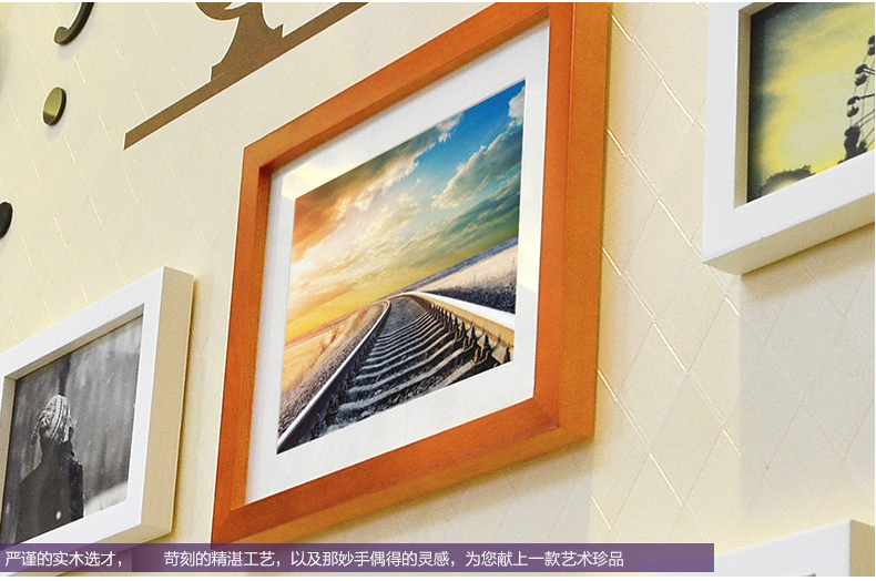 梦雅莉 实木照片墙组合 墙贴相片墙 相框墙创意 客厅相片框 HD-1668 黑白原胡送萌动画芯