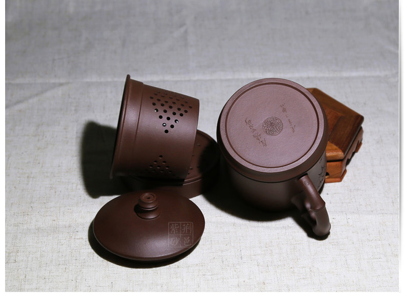 
                                        荆邑紫砂杯子茶杯大号水杯全手工男女功夫茶具茶杯套装紫砂茶壶宜兴礼品泡茶 清风竹叶                