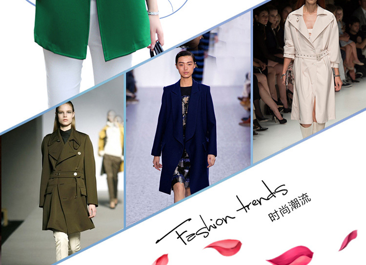 OEHE 2015秋冬新款韩版修身外套女时尚显瘦翻领中袖风衣 藏青色 L