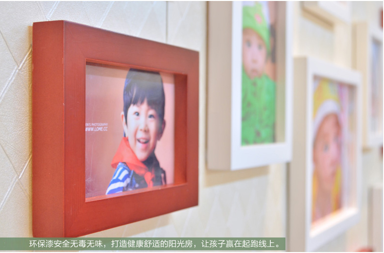 
                                        梓晨 实木照片墙 适合结婚照 相框 实木 心形相框墙 相片墙创意组合YS-017 白色樱桃混搭                