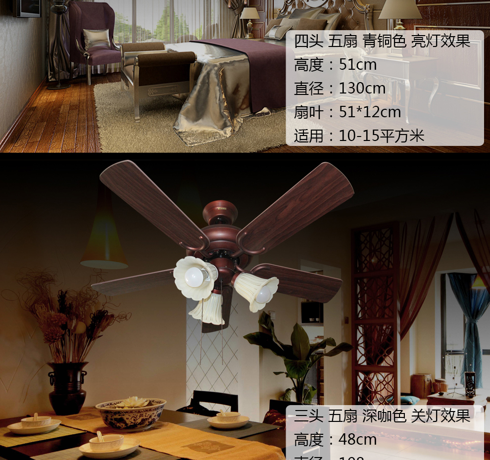 雷士照明（NVC）风扇灯吊扇灯木叶餐厅客厅遥控电扇灯 42英寸白色