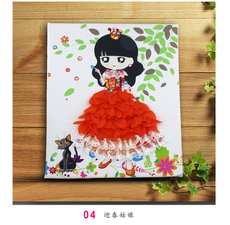 手工花朵画 宝宝幼儿园儿童diy制作材料包益智钻石花瓣创意粘贴画 05