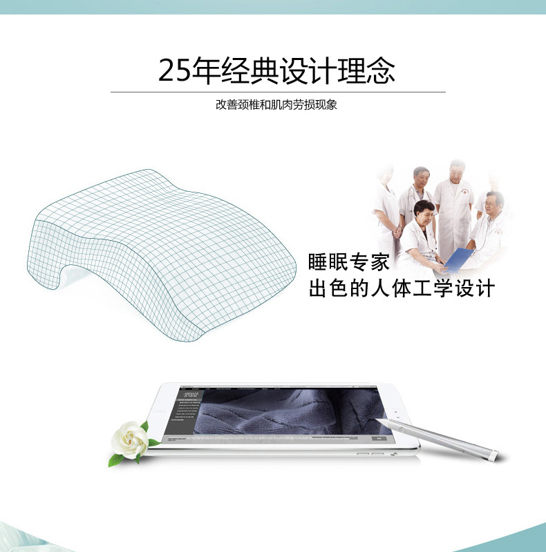 大奇午睡枕 午睡神器记忆枕芯天鹅绒枕套 蓝色