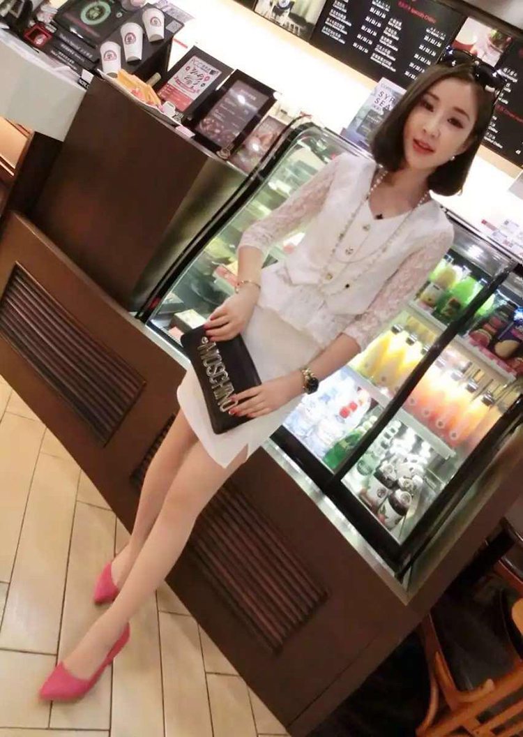 钰兮2015欧洲站新秋装新款名媛气质蕾丝拼接西服+包臀裙子8730# 黑色   S